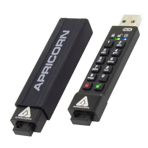 Apricorn Apricon Aegis Secure Key 3NX: Software-Free 256-Bit AES XTS Encrypted USB 3.1 Flash Key with FIPS 140-2 level 3 validation, Onboard Keypad, and up to 25% Cooler Operating Temperatures.