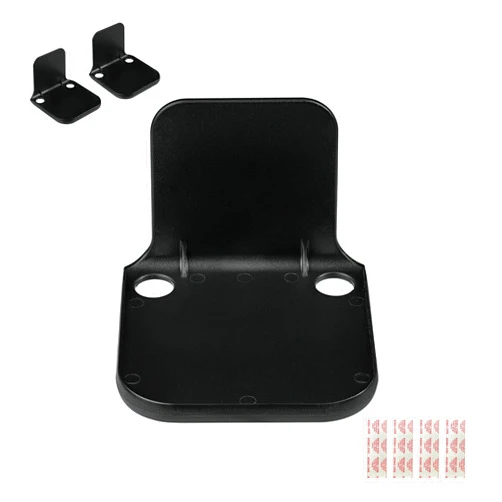 ELhook Made in USA Black Removable Adhesive Stick-On Floating Wall Shelf with Cable Management for Small Electronics | Durable Textured ABS Injection Molded Plastic with Lipped Edges | Set of 2