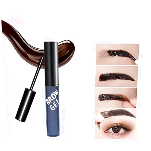 Brow Highlighting Gel Tattoo Peel Off Eyebrow Gel, Semi Permanent Tattoo Gel Brow Stain, Waterproof Eyebrow Kit, Tattoo Brow Peel Off Tint Gel for Fuller & Defined Looking Brows, Last Up to 3 Days (Ash Black, 2PCS)