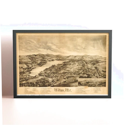 MG Global Bird's Eye View Poster of Wilton Maine 1895 | 11x17 12x18 16x24 24x36 Unframed Historical Wall Art Print for Gift | Vintage Antique Rustic Home Office Decor