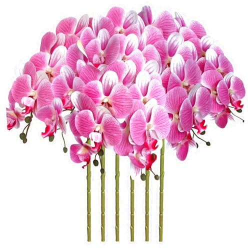 FagusHome 32 Inch Artificial Phalaenopsis Flowers 6 Pcs Artificial Orchid Flowers Stem Plants for Home Décor (Pink)