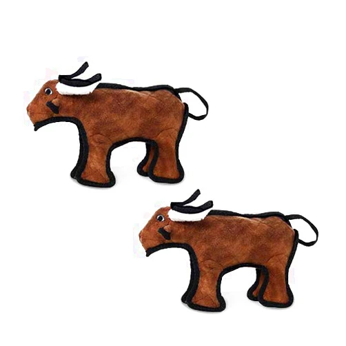 TUFFY - World's Tuffest Soft Dog Toy -Barnyard- Multiple Layers. Made Durable, Strong & Tough. Interactive Play (Tug, Toss & Fetch). Machine Washable & Floats. (Bull, Jr 2 Pack)
