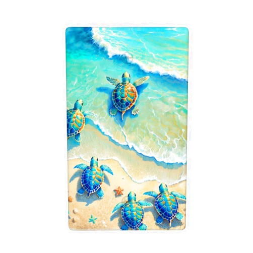 Ovitssrk Beach Turtle Single Blank Wall Plate Cover Light Switch Cover Decorative Faceplate for Bathroom Bedroom Kitchen Room Decor Wallplate 4.5 x 2.76 Inch
