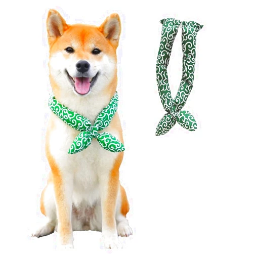ShibaLove Karakusa Japanese Foliage Pattern Shiba Inu Akita Husky Dog Collar Bandana Scarf Necklace Neck Tie Small Large Dog Cat (Green-Large)