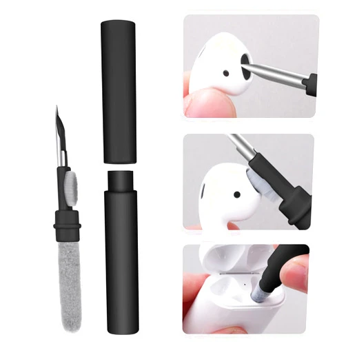AOMIG Airpod Cleaner Kit, 3 in 1 Earbuds Cleaning kit,Phone Cleaner kit with Soft Brush for Wireless Earphones Bluetooth Headphones Charging Box Accessories, Computer, Keyboard, Camera(Black)