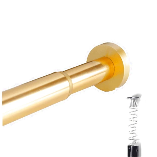 YLGAN Stainless Steel Extendable Telescopic Curtain Rod Tension Pole Net Voile Shower Curtains Rail (Gold，Black),Gold-77~120cm