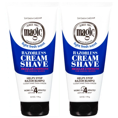 SoftSheen-Carson Magic Razorless Shaving Cream, Hair Removal Cream for Body Hair, Regular Strength Depilatory Cream, Works in 4 Minutes for Normal Hair, 2 Count