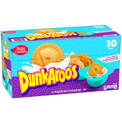 Dunkaroos Vanilla Cookies and Vanilla Frosting with Rainbow Sprinkles by Betty Crocker (30 count) 2 lb box