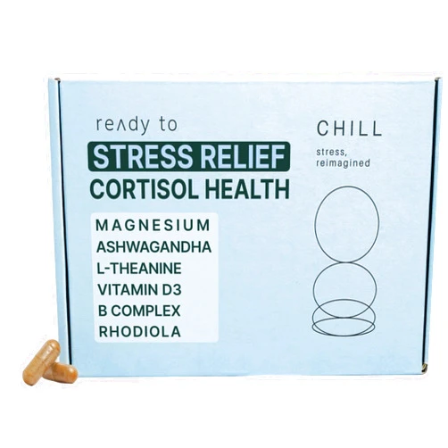 Ready To CHILL Stress Relief Supplement – Cortisol Support for Relaxation & Calm – Magnesium, Ashwagandha, L-Theanine, B Complex – Non-GMO – 60 Capsules