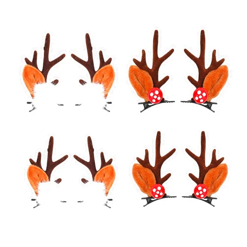 ASkinds 4 Pairs Christmas Hairpins Hair Accessories, Christmas Reindeer Antlers Headband Hair Clips Hair Hoop for Women and Girls Christmas Decorations Party Cosplay