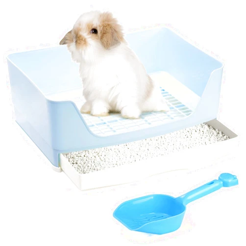 Yesland Large Rabbit Litter Box, Corner Toilet Box Bunny Litter Box Pet Potty Trainer with Drawer, Larger Plastic Pet Pan for Adult Bunny, Guinea Pigs, Ferret, Galesaur, Small Animals, Blue
