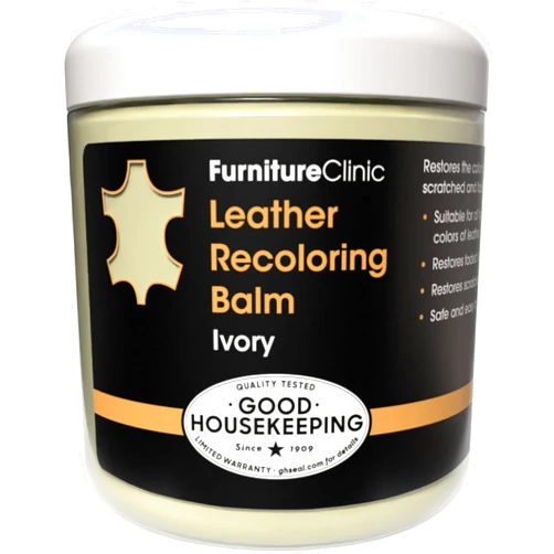 Furniture Clinic The Original Leather Recoloring Balm by Furniture Clinic - Ivory Leather Dye for Furniture, Couches & Car Seats - Restore Scratched, Faded, & Damaged Surfaces