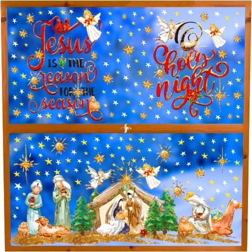 Horaldaily 251 PCS Christmas Window Cling Sticker, Nativity Scene Holy Night for Home Party Supplies Shop Window Glass Display Decoration