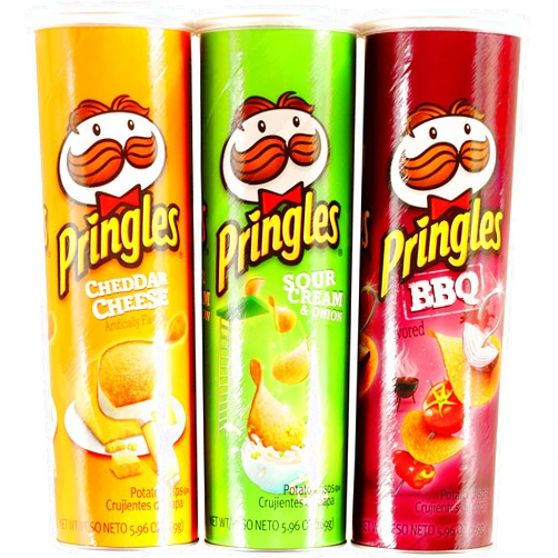 Pringles Potato Chips Variety Bundle: (1) Cheddar Cheese 5.96oz, (1) Sour Cream and Onion 5.96oz, (1) BBQ Potato Chips 5.96oz (3 Pack Total)