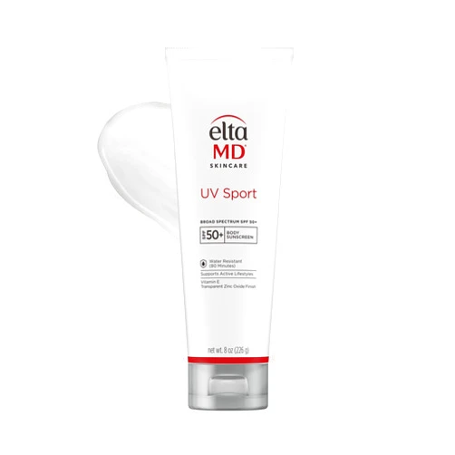 EltaMD UV Sport Body Sunscreen, SPF 50 Sport Sunscreen Lotion, Sweat Resistant and Water Resistant up to 80 Minutes, Formulated with Zinc Oxide, Oil Free, Full Body Sunscreen