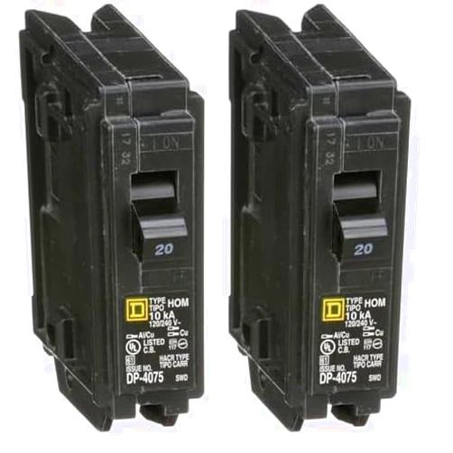Square D by Schneider Electric HOM120CP Homeline 20 Amp Single-Pole Circuit Breaker (Pack of 2)