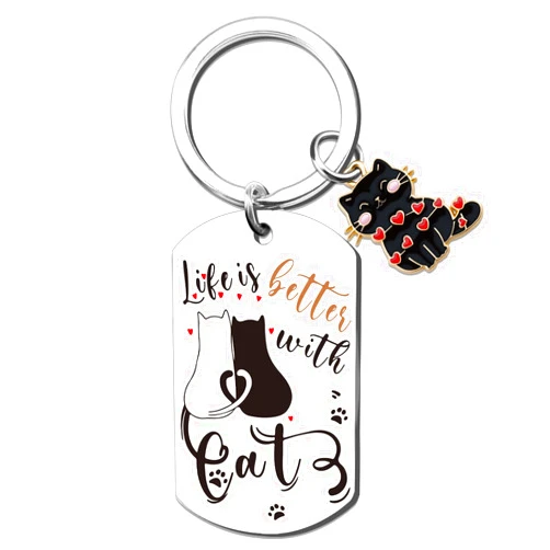 Klpoyu Cat Lover Gifts for Women Cute Black Cat Keychain Gifts for Cat Lovers Black Cat Gifts for Women Cute Stuff for Teen Girls Black Cat Decor for Cat Lovers Kawaii Cat Keychain Funny Cat Themed Gifts