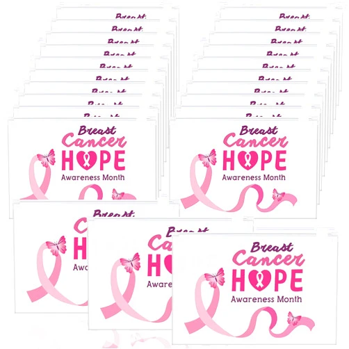 Silkfly 150 Pcs Breast Cancer Awareness Makeup Bags Pink Ribbon Cosmetic Pouches EVA Multi Purpose Zipper Organizers Breast Cancer Gifts for Women Girls Breast Cancer Survivor Accessories (6 x 8 Inch)