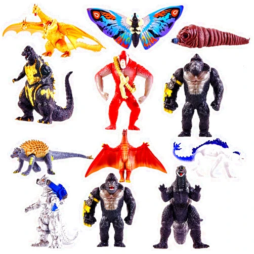 MUKSSE Set of 12 pcs Dragon vs Kong Toys, King of The Monsters, Dinosaur Dragon Toys Action Figures, Battle Roar B.E.A.S.T. Glove Shimo Frost Bite Mecha King Ghidorah Cake Toppers