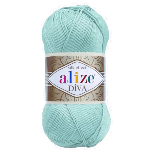 Alize Diva Silk Effect 100% Microfiber Acrylic Yarn 1 Ball skeins 100gr 383yds Color (463 - Light Aqua)