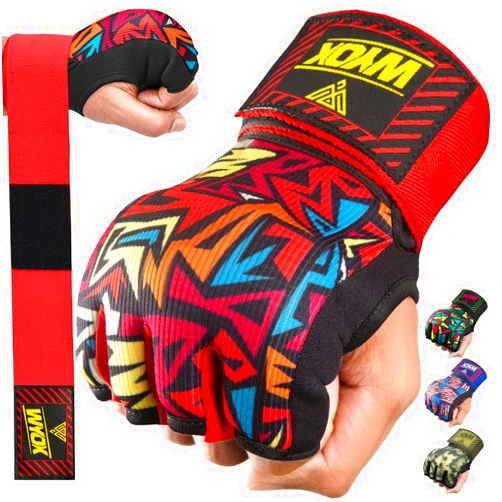 WYOX Gel Boxing Hand Wraps Inner Gloves for Men & Women, 80cm Quick Wrist Straps, Padded Knuckle Protection for Muay Thai Kickboxing, Hand Wraps for Boxing & Martial Arts