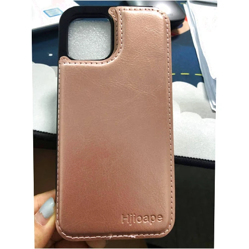 Hjioape Phone Case for iPhone 11 Lightweight Durable Leather Wallet Case with Card Holders Protective Cover for iPhone 11, Rose Gold