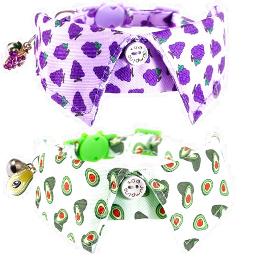 Lamphyface 2 Pack/Set Cat Collar Breakaway with Cute Bow Tie and Bell Fruits for Kitty Kitten Adjustable Safety