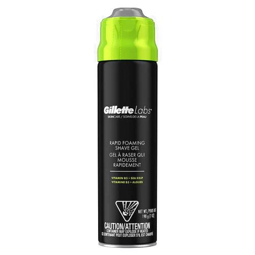 Gillette Labs Rapid Foaming Shaving Gel for Men, Alcohol, Dye and Paraben-Free with Vitamin B3 and Sea Kelp, Cools and Soothes Skin, 7 OZ