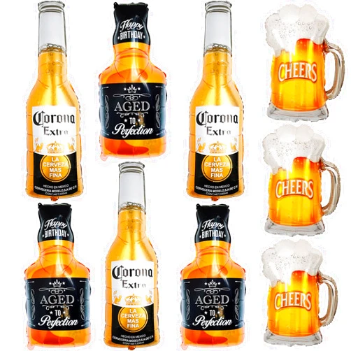 AODESAI 9pcs Corona Whisky Beer Mug Mylar Helium Balloons, Men Women Boys Girls Beer Themed Birthday Party Decoration, Baby Shower Engagement Decoration Supplies