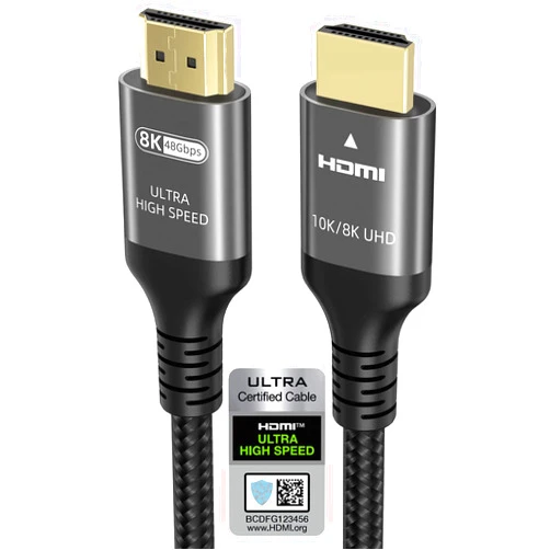 Ubluker 10K 8K 4K HDMI Cable 48Gbps 6.6 FT, Certified Ultra High Speed HDMI® Cable 4K 240Hz 144Hz 120Hz 8K60Hz 0.01ms HDR10+ eARC HDCP2.3 Netflix Roku TV PC Monitor Projector PS5 Xbox