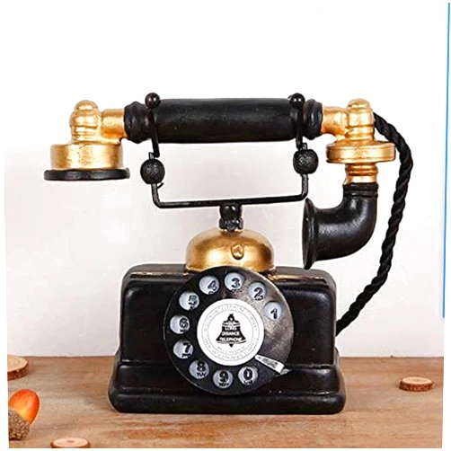 HoneyCare Large Creative Retro Decorative Phone Model, Vintage Rotary Telephone Wall Decor Statue, Artist Figurine for Cafe Bar Window Desk (7.48x6.3x3.94)