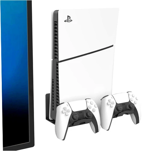 Monzlteck Universal Game Console Wall Mount + 2 Controller Holders, Compatible with PS3, PS4 Pro/Slim, PS5 Slim/Pro, Xbox 360/One S/One X