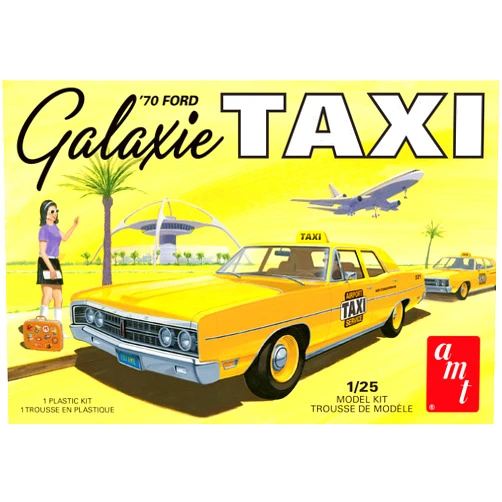 AMT Round 2 Unknown AMT Ford Galaxie Taxi 1970 1:25 Scale Model Kit (AMT1243M)