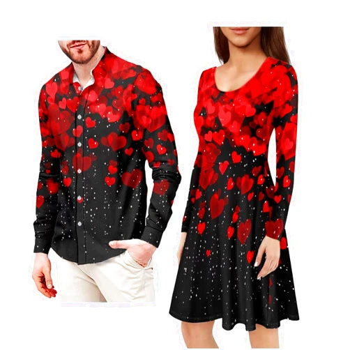 Belidome His and Hers Couple Matching Outfits, Husband and Wife Fall Clothes, Womens Long Sleeve Dress Men Button Shirt