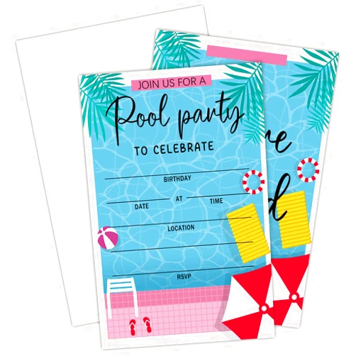 Doreen's Boutique 20 Pool Party Invitation Birthday Invitations, Summer Birthday Party, Swimming Party 4