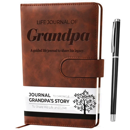 YDCUV Grandpa I Want to Know Your Life Story Leather Journal (Hardcover): A Grandpa's Memory and Keepsake Guided Legacy Journal - Birthday Gifts for Grandpa - Ideal Gifts for Fathers Day from Granddaughter Grandson