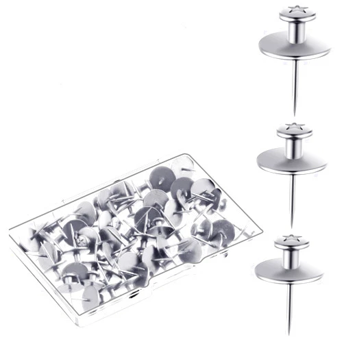 Hotop Push Pins Picture Hangers Double Headed Thumb Tacks Wall Hooks for Wall Hangings Picture Hangers Nails Small Photo Hanging Hook Pins for Home Office Photo Decor(Silver,25 Pieces)