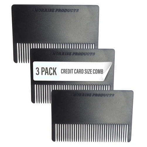 Morrise Products 3 Pack Pocket Beard Comb for Men - Mini Hair and Mustache Styling Comb Kit | Anti-Static Wallet Comb for Men’s Beard Care, Grooming, and Detangling | Portable Small Combs for On-The-Go