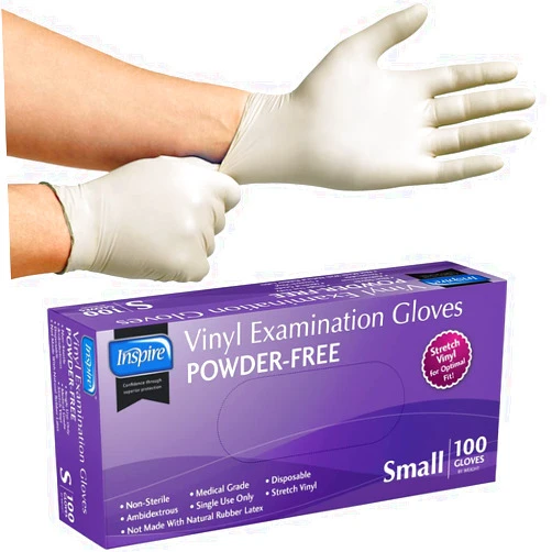 Inspire Medical Gloves Exam Gloves | Powder Free Stretch Vinyl Gloves | Disposable Gloves Disposable Latex Free Gloves | Cooking Gloves Disposable Food Safe Food Prep Gloves Plastic Gloves Disposable