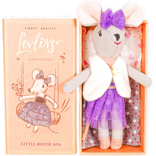 LEVLOVS Angelina Ballerina Doll Sissy Mouse in Matchbox Mouse in a Box Baby Registry Gift Scandinavian Doll Linen Doll Toy Plush Doll Plush Toy