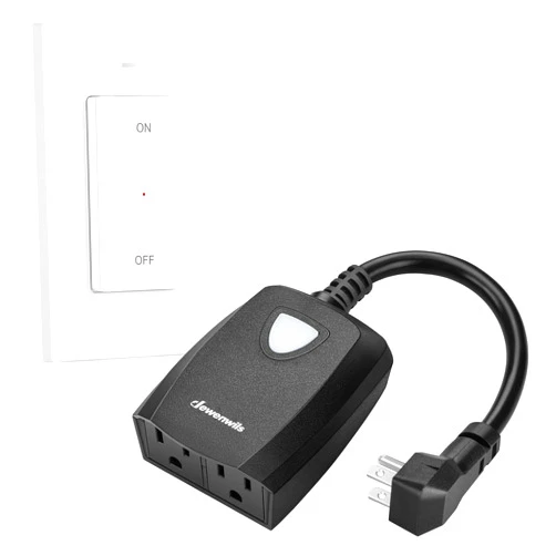 DEWENWILS Outdoor Wireless Remote Control Dual 3-Prong Outlet Weatherproof, Expandable Indoor Electrical Power Strip with Wall/Portable Light Switch, 15A, 7-inch Cord 100FT Range, ETL Listed