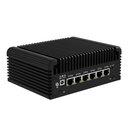 StoneStorm Micro Firewall Appliance 6X 2.5GbE I226-V LAN Ports, N100 Quad Core Fanless Mini PC DDR5 RAM M.2 NVMe for Network Security, Dual HDMI Computer Supports AES-NI (8G/128G)