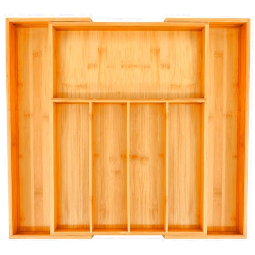 VaeFae Bamboo Drawer Organizer, Expandable Silverware Drawer Organizer and Cutlery Tray, Utensil Organizer for Kitchen Drawer, Wooden Drawer Dividers Organizer (Natural, Large)