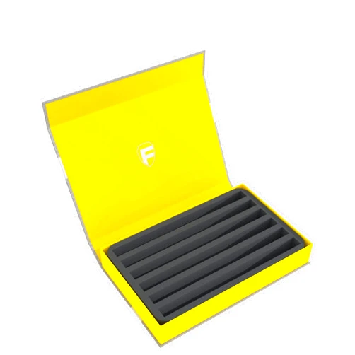 Feldherr Magnetic Box Yellow for Model Railway locomotives, Wagons and Vehicles - 6 Slots for Z Gauge - Vertical