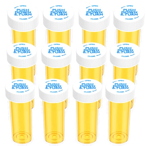 Urekt Empty Plastic Medicine Pill Bottles with Child Resistant Caps (12 Pack), 8 Dram Small Prescription Vial Medicine Containers Travel Pill Bottles Clear Pill Case Organizers