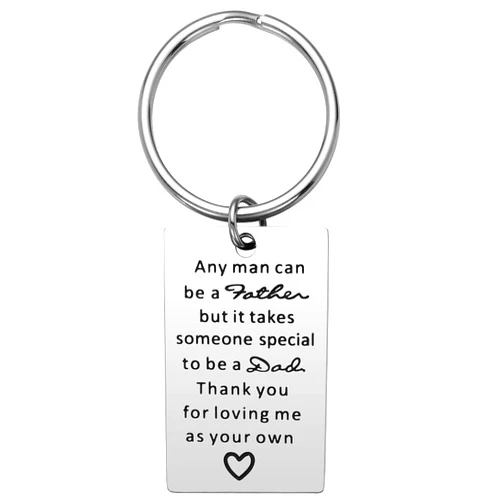 iWenSheng Step Dad Gifts Keychain - Father’s Day Birthday Christmas Gifts for Step Dad from Daughter Son