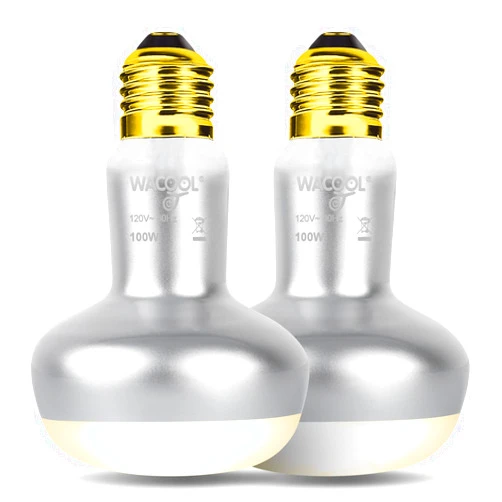 WACOOL TERRA WACOOL 2 Pack 100W Reptile Heat Lamp Bulbs - Intense Basking Spot Lights for Bearded Dragons, Lizards, Turtles, Tortoises, Geckos - UVA Daylight Heat Lamp for Terrariums, Vivariums & Enclosures