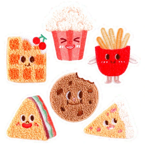 AIDVPOD Cute Food Embroidered Patches - Adorable Designs, 6 Pieces Iron on/Sew on Patches for Kid Adlut Cute Embroidery Appliques Patches for Clothing (Cartoon Food)