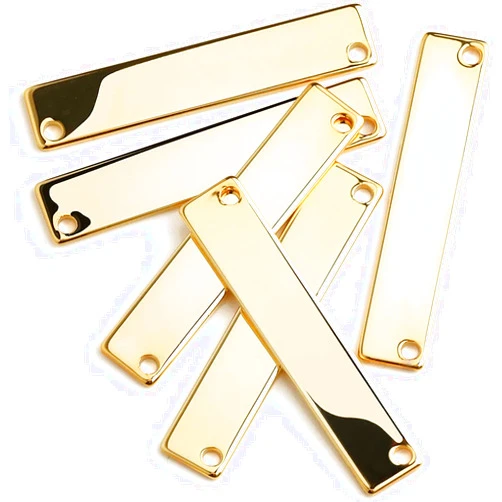 BOGZON 10 Pieces - 16K Gold Plated Stamping Blank Bar Horizontal Pendant Name Plate Jewelry Supply Craft Supplies 1.35