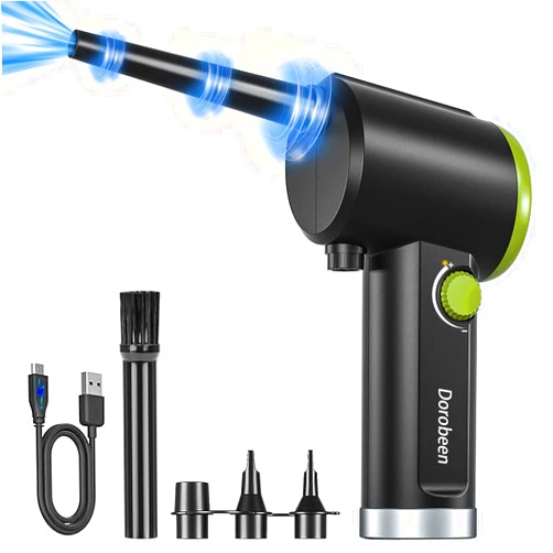 DOROBEEN Compressed Air Duster, Cordless Handheld Air Blower, Stepless Speed, 41000RPM, Portable Rechargeable Built-in Battery, Electric Air Duster for Computer Keyboard Electronics Cleaning